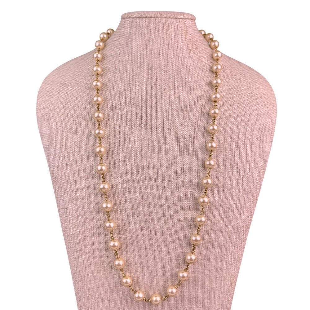 Napier Womens Gold Tone Faux Pearl Necklace Vintage Strand Classic Design